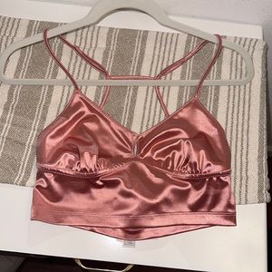 F21 satin baby pink crop bustier